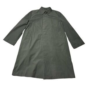 Vintage SEARS Perma-Prest Canvas Trench Coat Green Plaid Lining Size Large 24x44